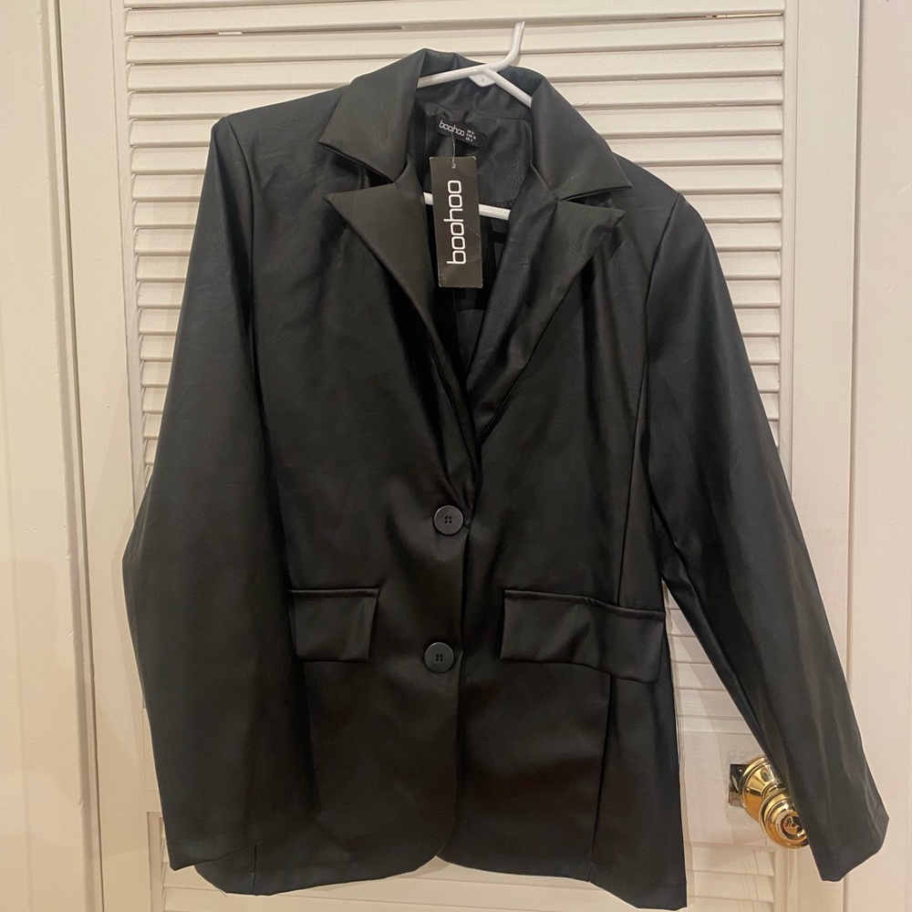 Leather blazer Boohoo